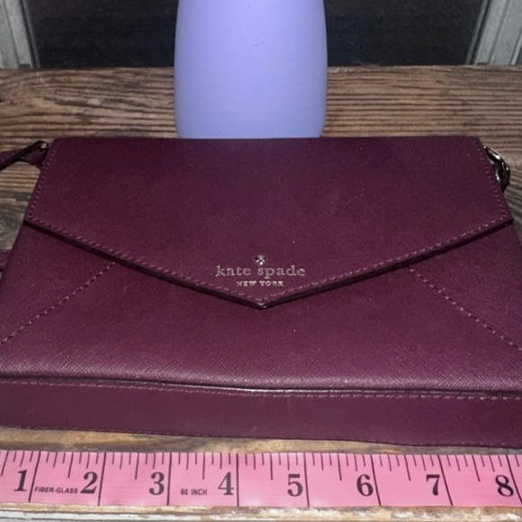 KATE SPADE Saffiano Leather Maroon Cedar Street Crossbody Bag Polkadot NWOT - Picture 7 of 12